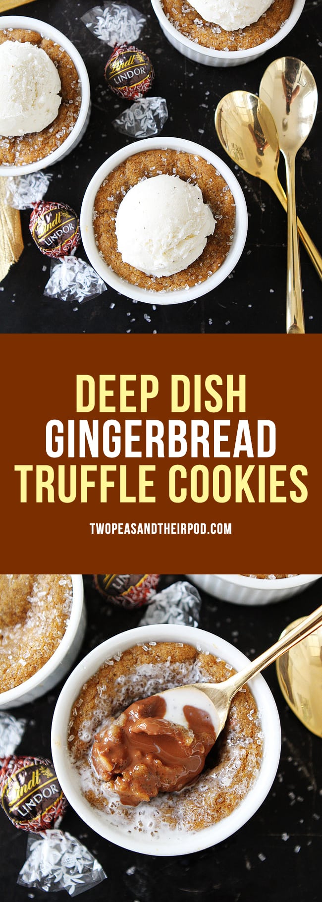 Deep Dish Gingerbread Truffle Cookies are the perfect holiday dessert! #christmas #holidays #gingerbread #truffles #cookies #dessert