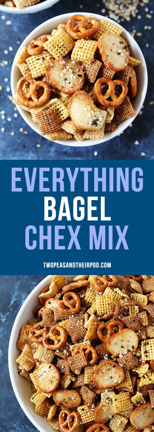 Everything Bagel Chex Mix is the perfect snack for parties, game day, or any day! #chexmix #snack #appetizer #partyfood