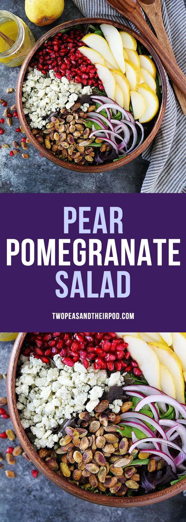 Pear Pomegranate Salad is the perfect salad for the holidays! It goes great with any meal! #salad #pear #pomegranate #holidays #glutenfree #vegetarian