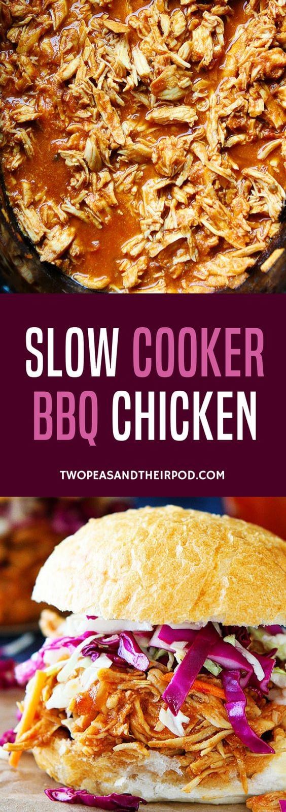 You only need 3 ingredients to make this easy Slow Cooker BBQ Chicken! This easy crockpot chicken dinner is a family favorite! #chicken #chickenrecipe #crockpot #slowcooker #easyrecipes