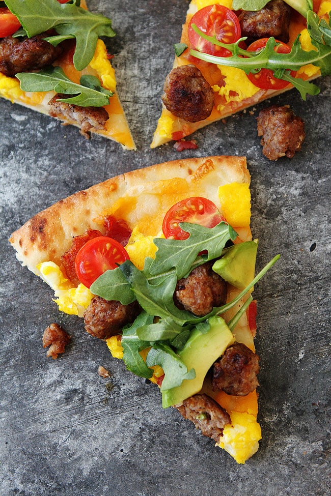 Easy Breakfast Pizza slice 