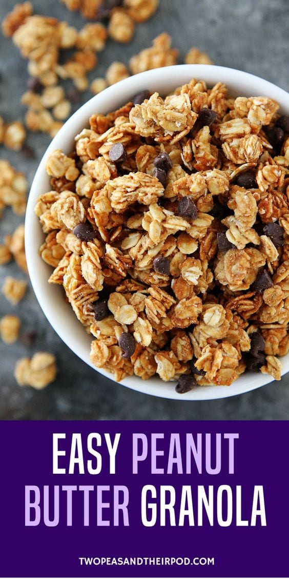 You only need 4 ingredients to make this amazing Peanut Butter Granola! It is great for breakfast or snacking! #peanutbutter #granola #glutenfree #breakfast