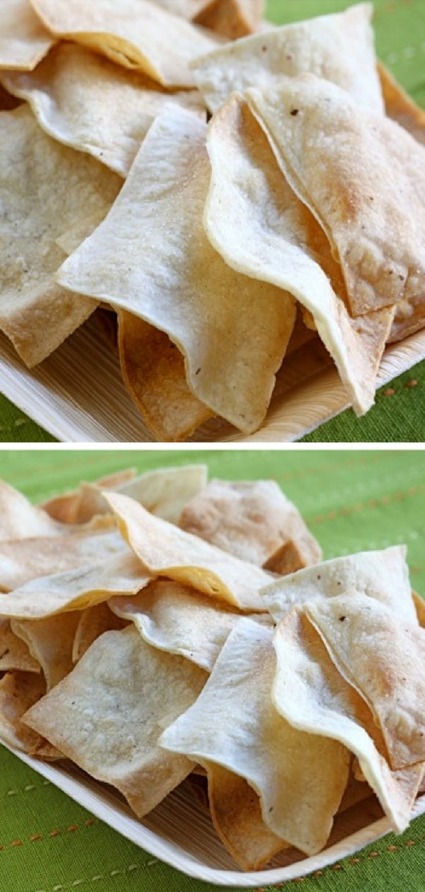 Tortilla chips are easy to make at home and so much better than store bought chips. These crisp and salty corn tortilla chips are baked and not fried, but you will never know. They are SO good!