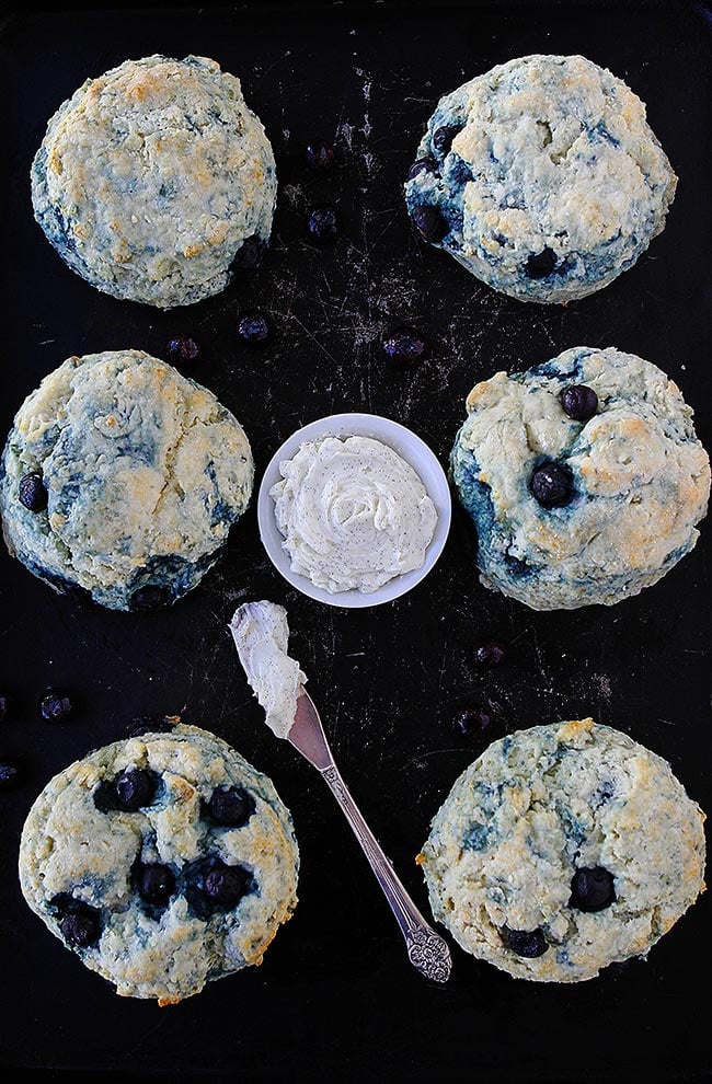 Blueberry Cream Cheese Biscuits on pan