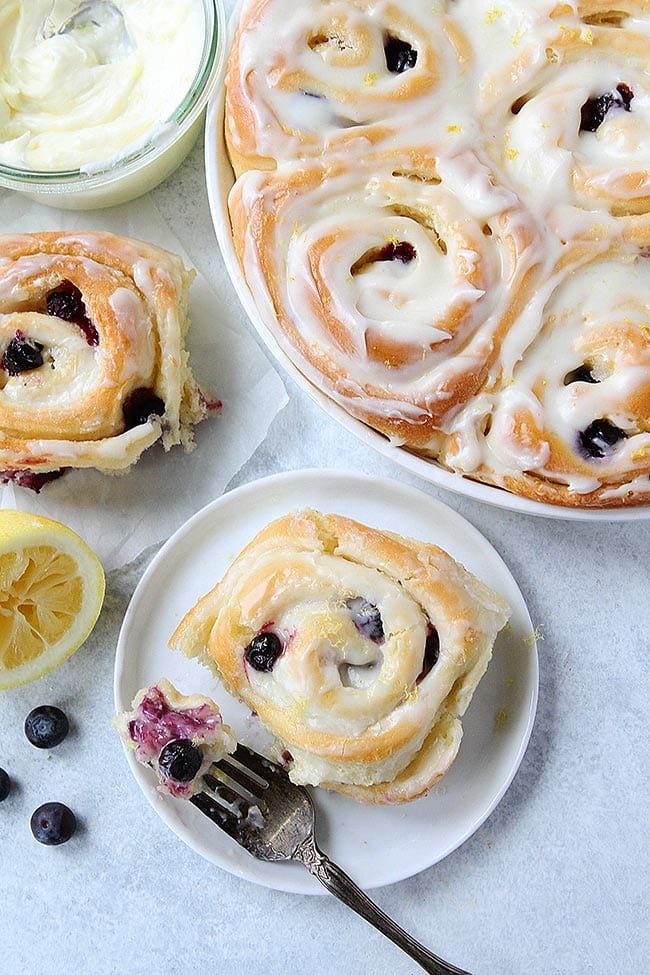 Lemon Blueberry Sweet Roll on plate