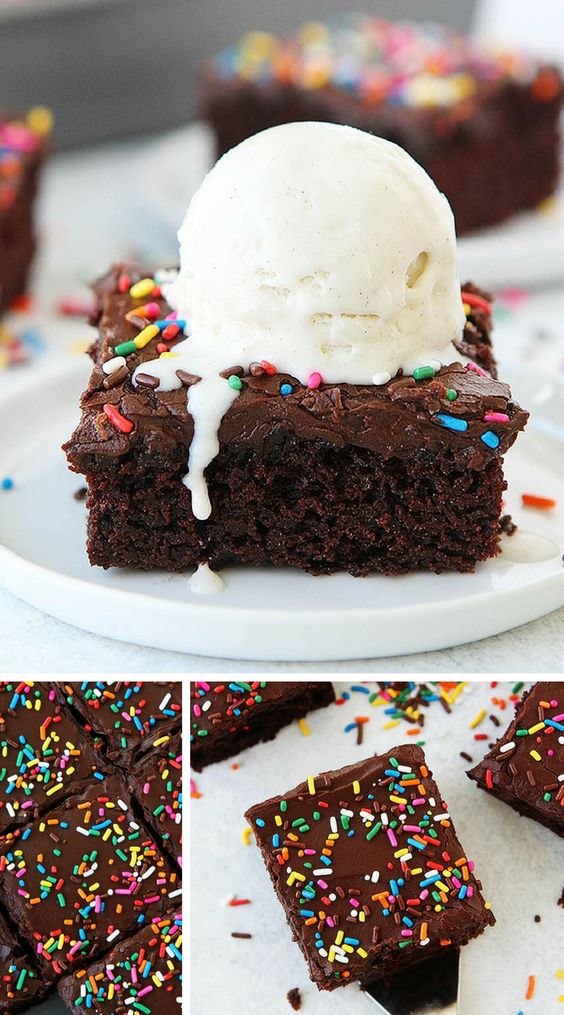 This easy sheet pan chocolate cake is the BEST chocolate cake recipe and the perfect dessert for any celebration or just because you are craving chocolate:) #cake #easyrecipe #dessert #dessertrecipes #chocolates Visit twopeasandtheirpod.com for more simple, fresh, and family friendly meals.