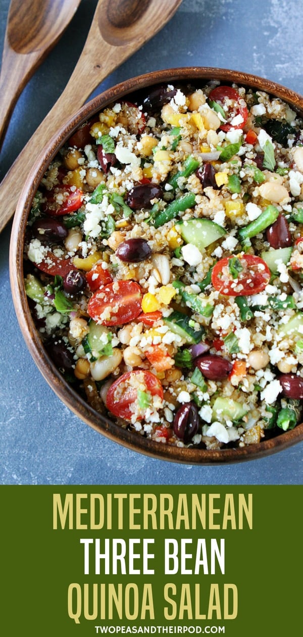 This protein-packed quinoa salad is full of flavor and great served as a main dish or side dish. Visit twopeasandtheirpod.com for more simple, fresh, and family friendly meals. #quinoa #healthy #heathyeating #healthyrecipes