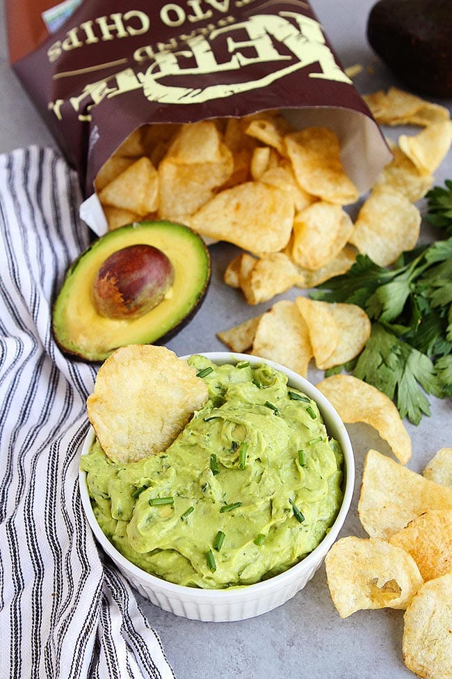 Avocado Ranch Dip with chips