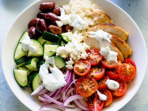 Greek Chicken Salad Lunch Bowls - Fed & Fit