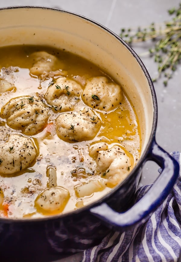 Chicken Dumplings in pot 