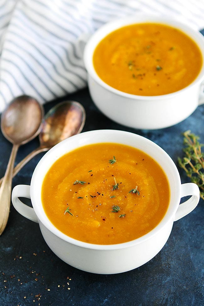 Easy Butternut Squash Soup {Healthy} - Two Peas & Their Pod