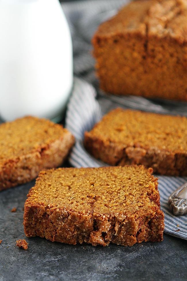 slices of pumpkin bread. 