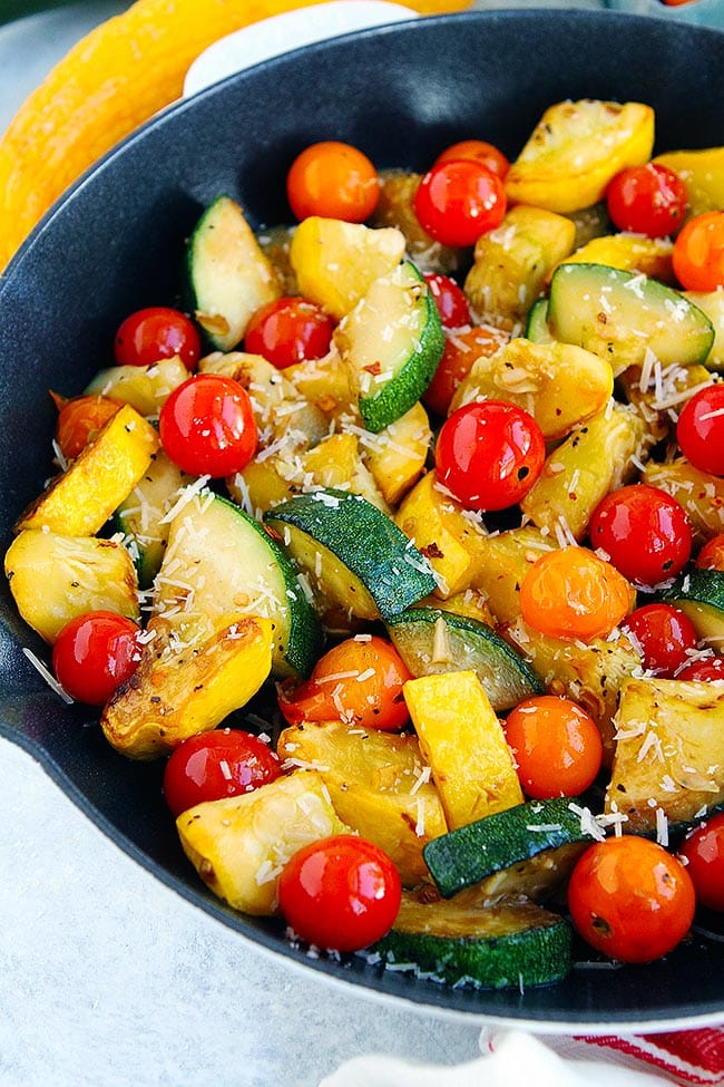 Summer Squash Sauté in Skillet 