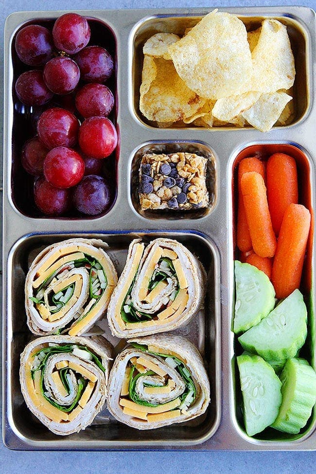 Turkey Pinwheels in lunch box 