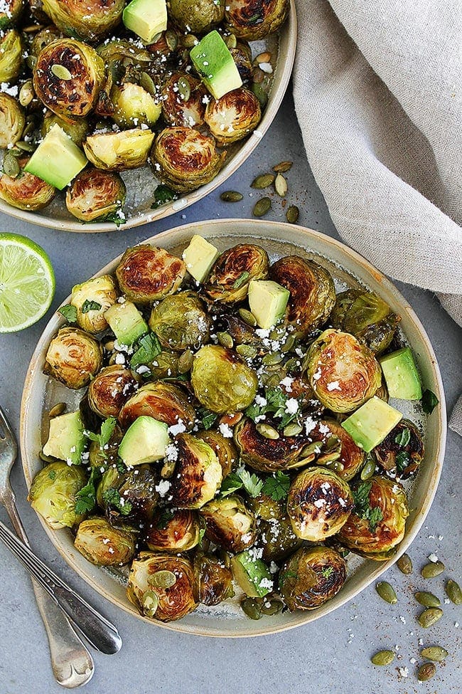 Honey Lime Roasted Brussels Sprouts with Avocado Image
