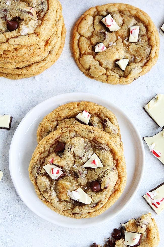 Peppermint Bark Chocolate Chip Cookies