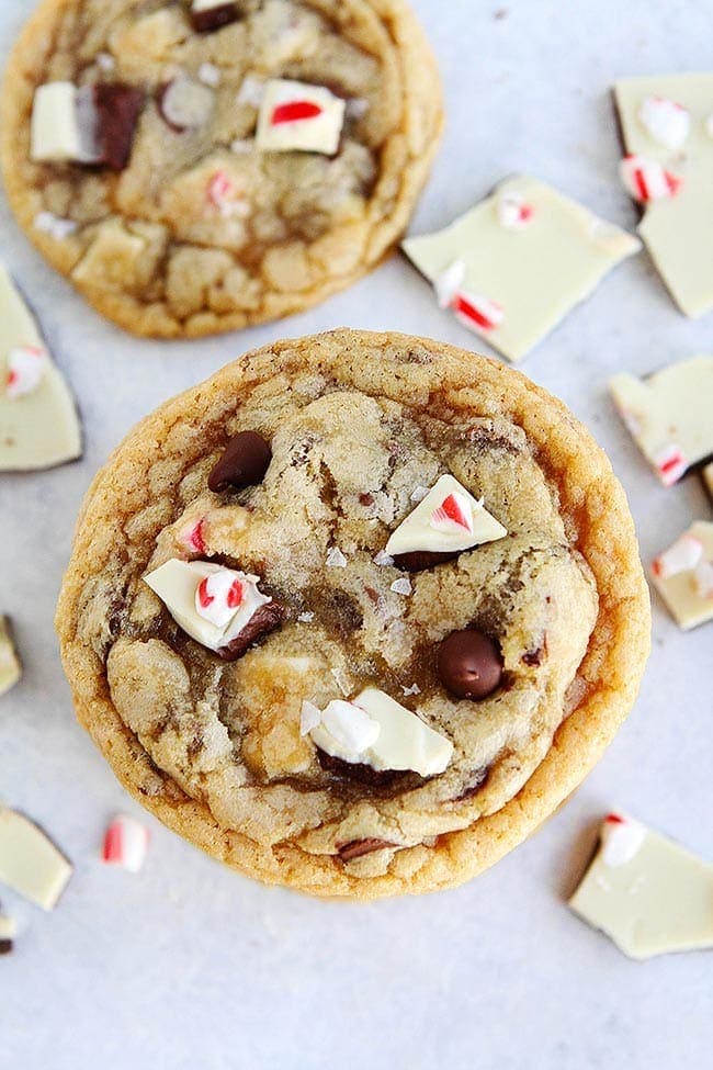 Peppermint Bark Chocolate Chip Cookies for Christmas