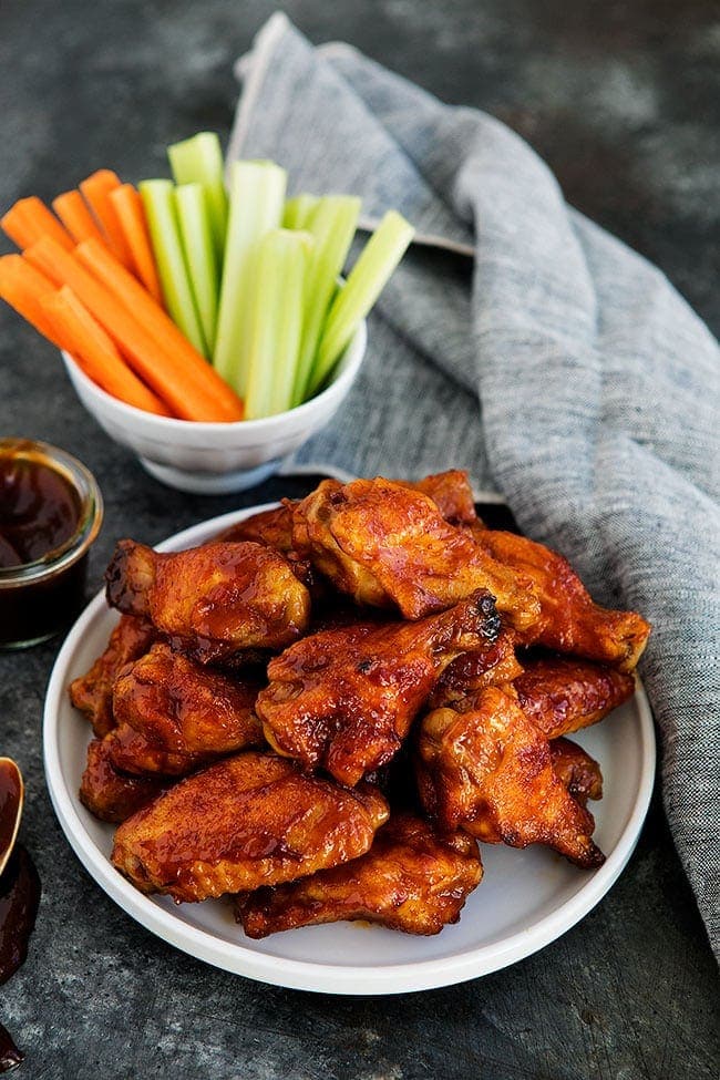 Honey BBQ Chicken Wings on plate. 