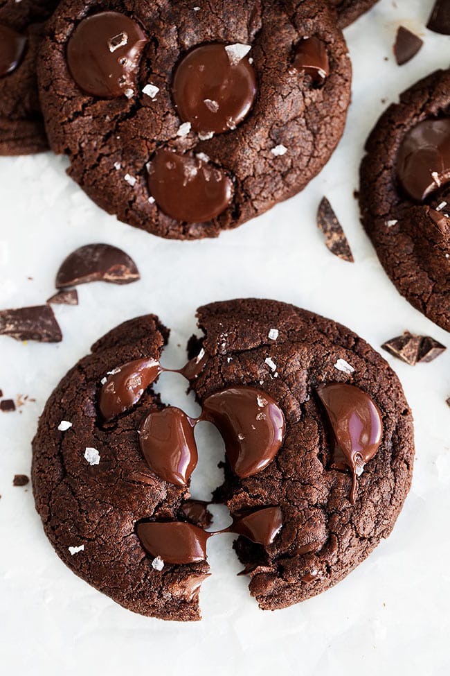 chocolate cookie with melted chocolate chunks