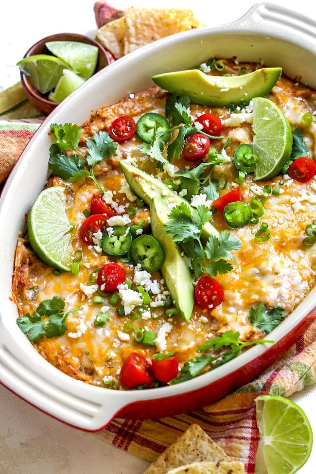 Bean Dip with cheese, avocado, and tomatoes
