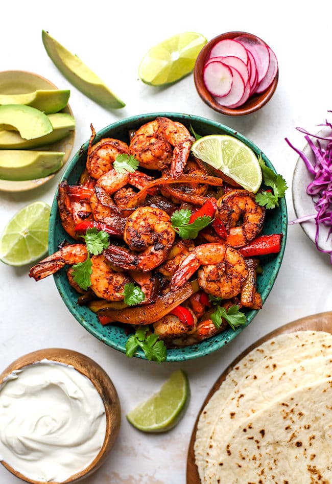 shrimp fajitas in bowl