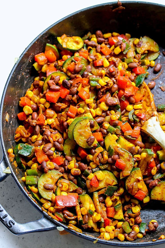 Easy Skillet Vegetarian Enchiladas