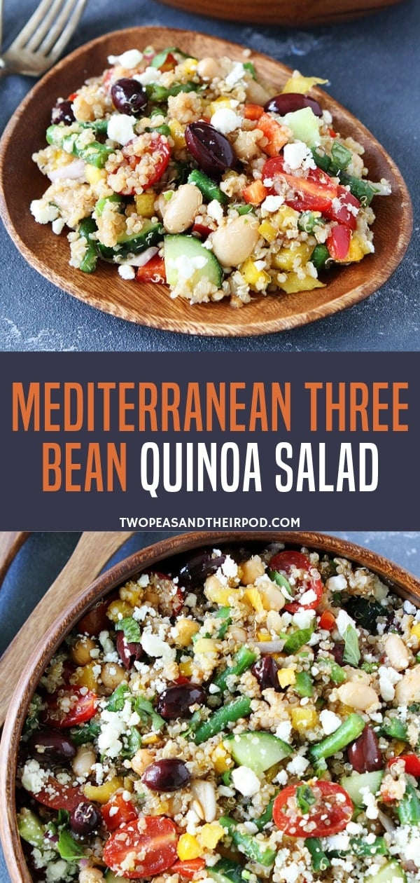 A Mediterranean dish that strongly speaks flavors and richness! Loaded with protein and veggies, this Mediterranean quinoa salad recipe for dinner is perfect as a main dish or side dish. It is so quick and easy ready in just 35 minutes! Save this pin!