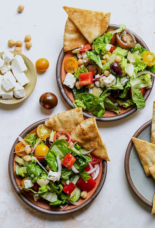 Chopped Greek Salad on plates