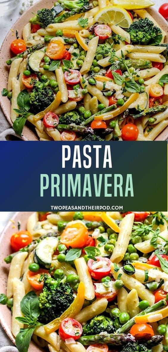 This Pasta Primavera is a classic pasta dish recipe with a wonderful mixture of colorful vegetables and a simple lemon Parmesan cream sauce. It is light, refreshing, and healthy! A great meal for weeknights, entertaining, or even lunch this spring and summer. 