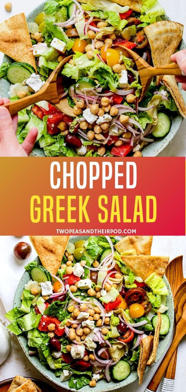 This easy Chopped Greek Salad is one of my all-time favourite salad recipes. It is a loaded salad, the flavours are fresh, bold, and so delicious so you can enjoy it as a picnic salad or in any meal!