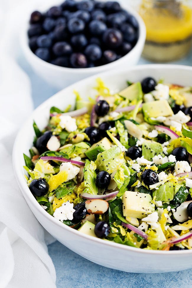 Blueberry Brussels Sprouts Salad in bowl.