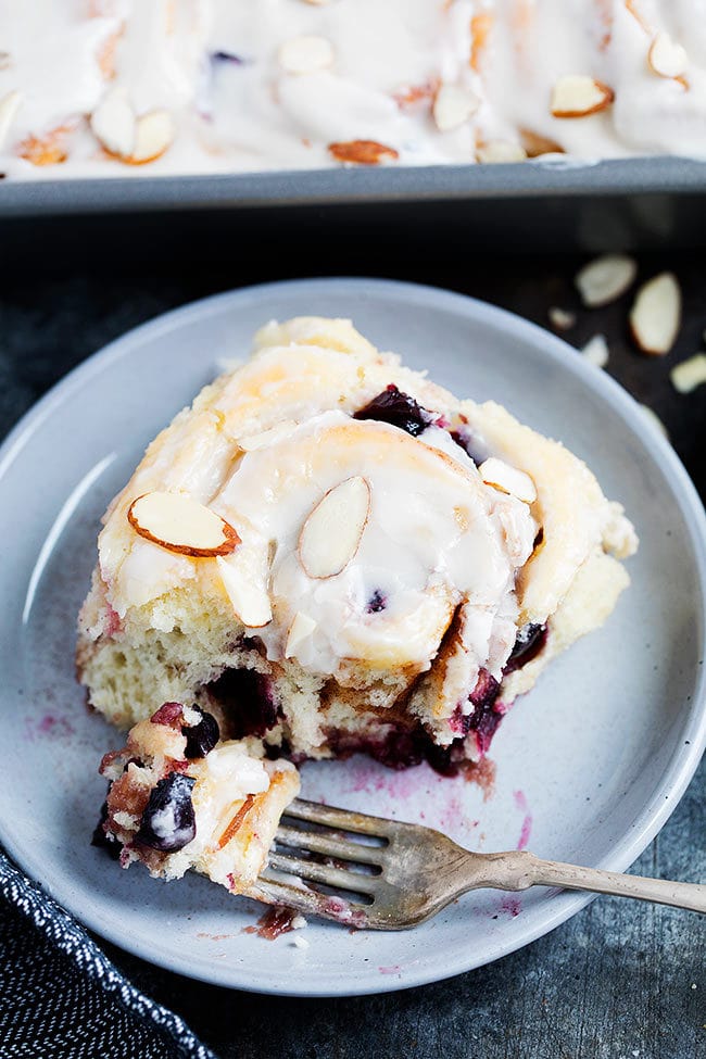 Cherry Almond Sweet Rolls on plate