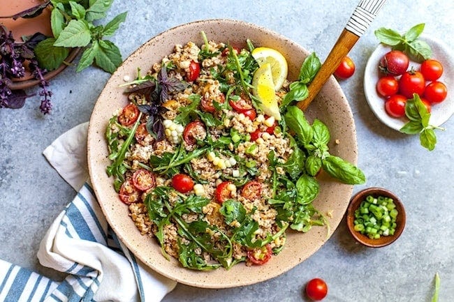 Creamy Goat Cheese and Arugula Farro Salad - Two Peas & Their Pod