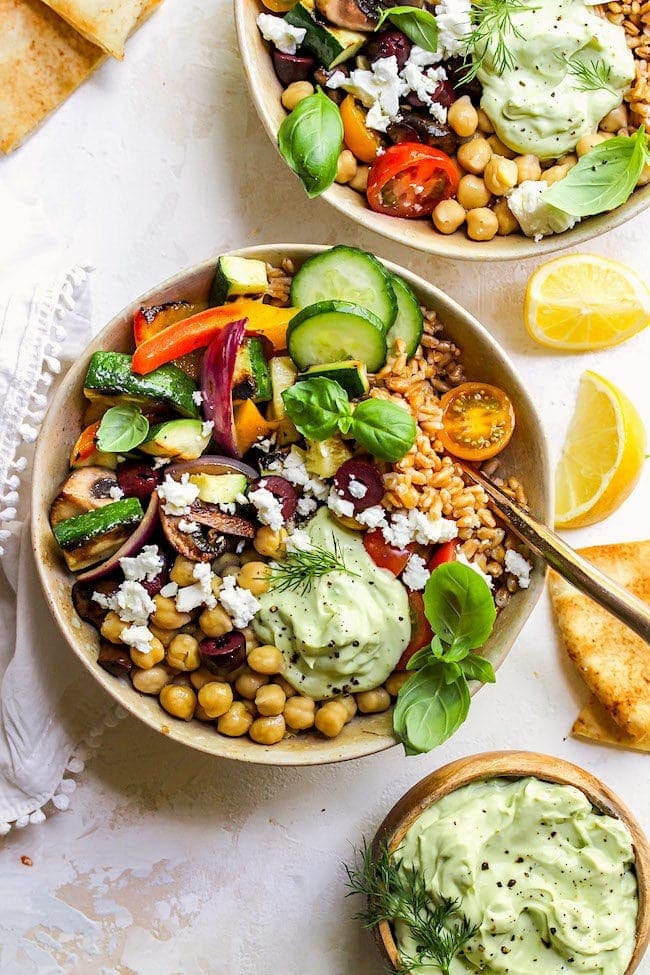 Greek Grilled Vegetable Bowls 