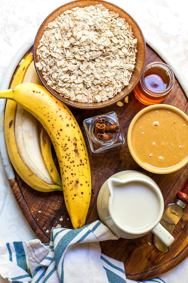 Peanut Butter Banana Baked Oatmeal Ingredients.