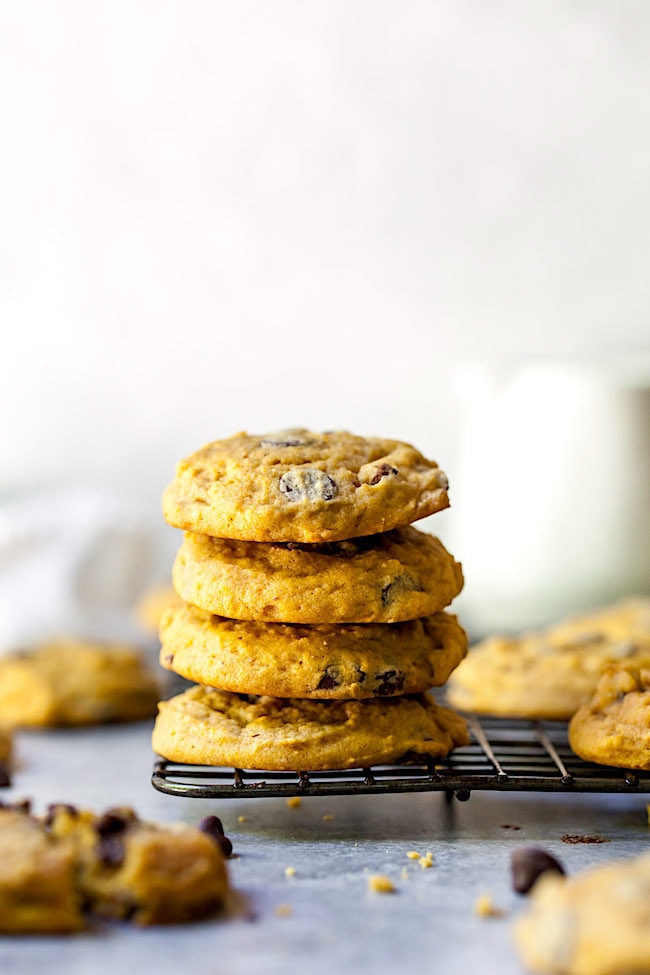 Pumpkin Chocolate Chip Cookies stack