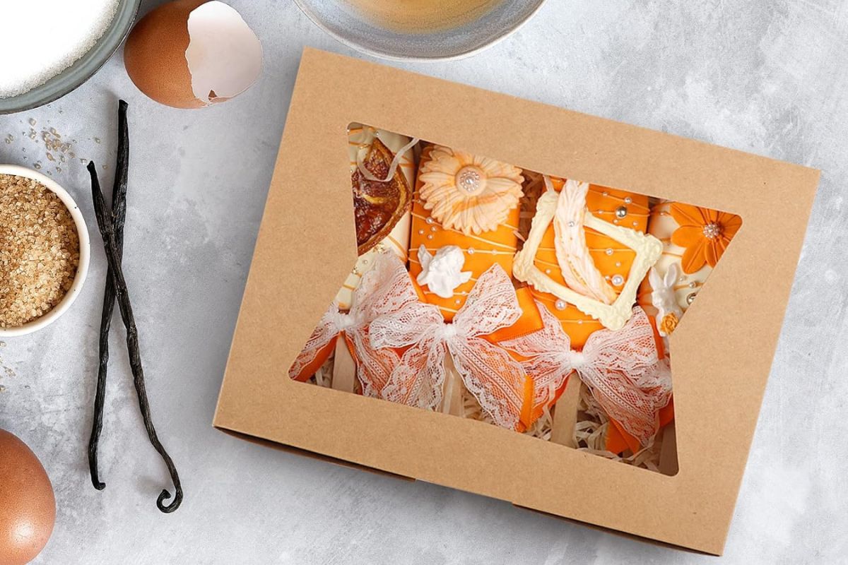 Orange cookies in gift box