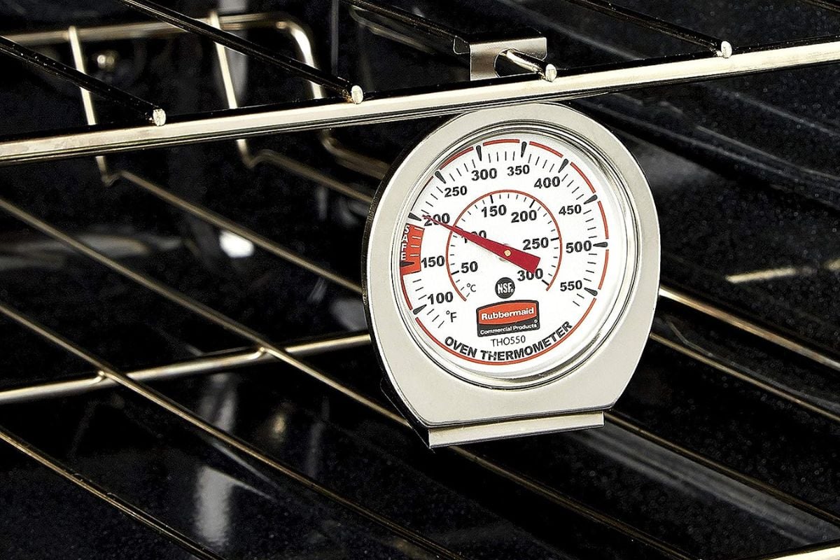 Oven thermometer in oven