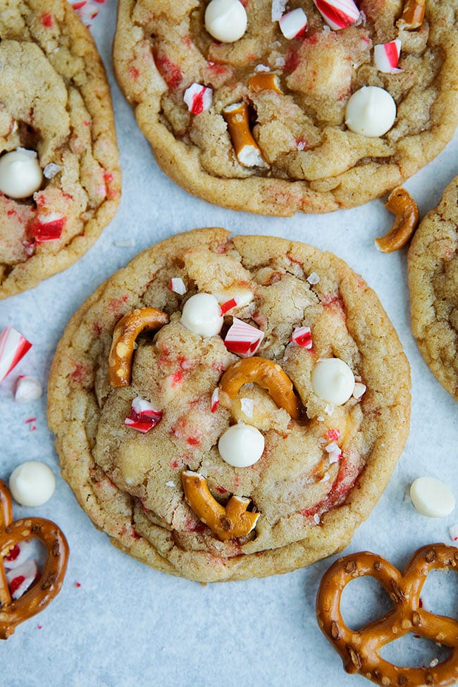 White Chocolate Peppermint Pretzel Christmas Cookies 