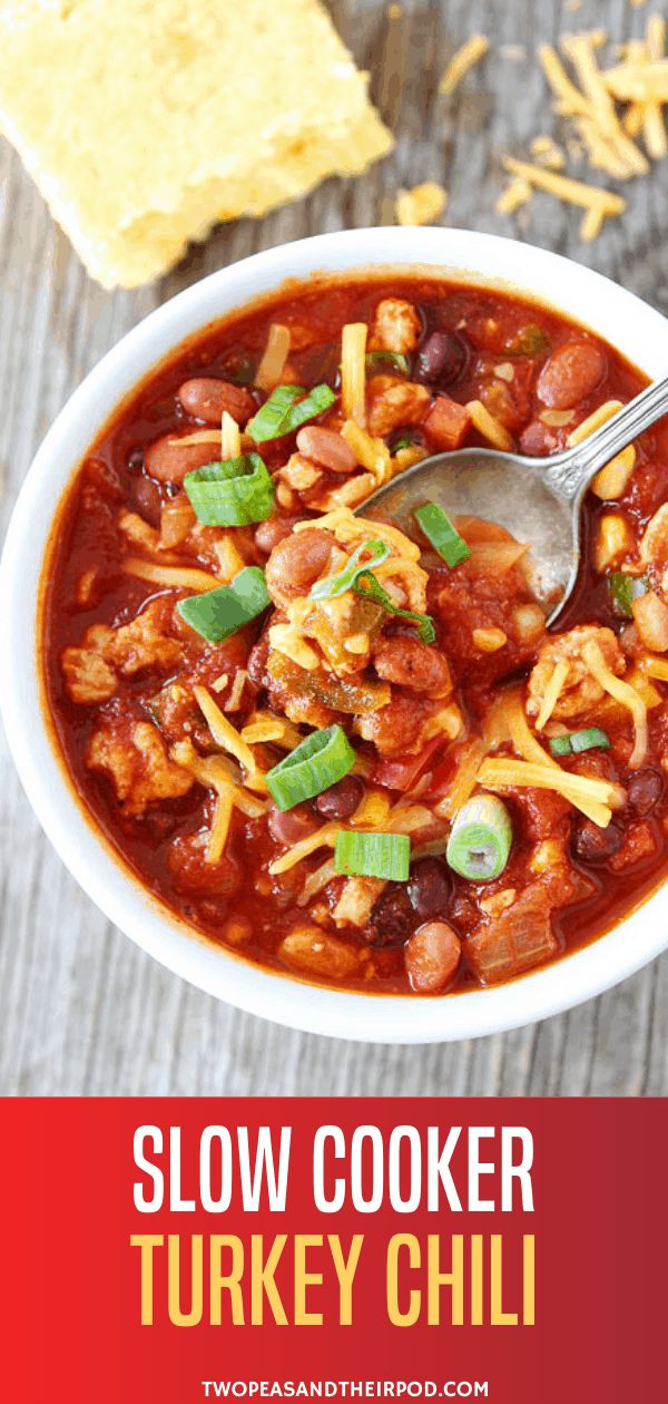 Slow Cooker Turkey Chili {Healthy} - Two Peas & Their Pod