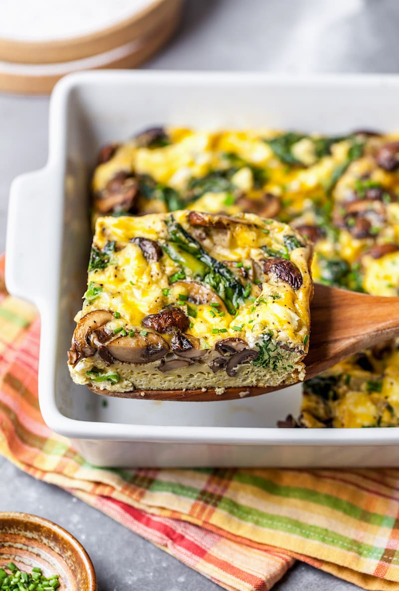 Spinach Mushroom Breakfast Casserole - Two Peas & Their Pod