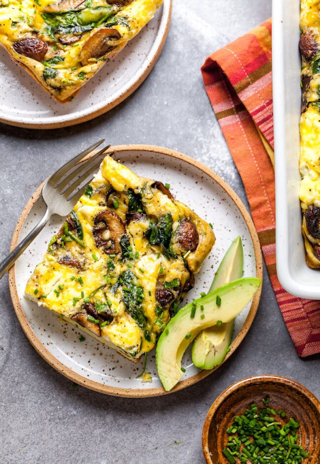 Vegetarian Spinach Mushroom Breakfast Casserole