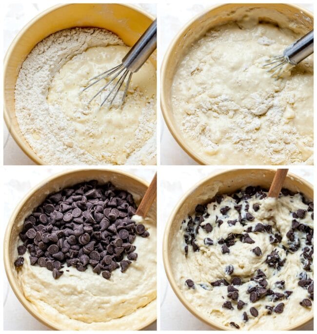 Chocolate Chip Pancake batter in a bowl