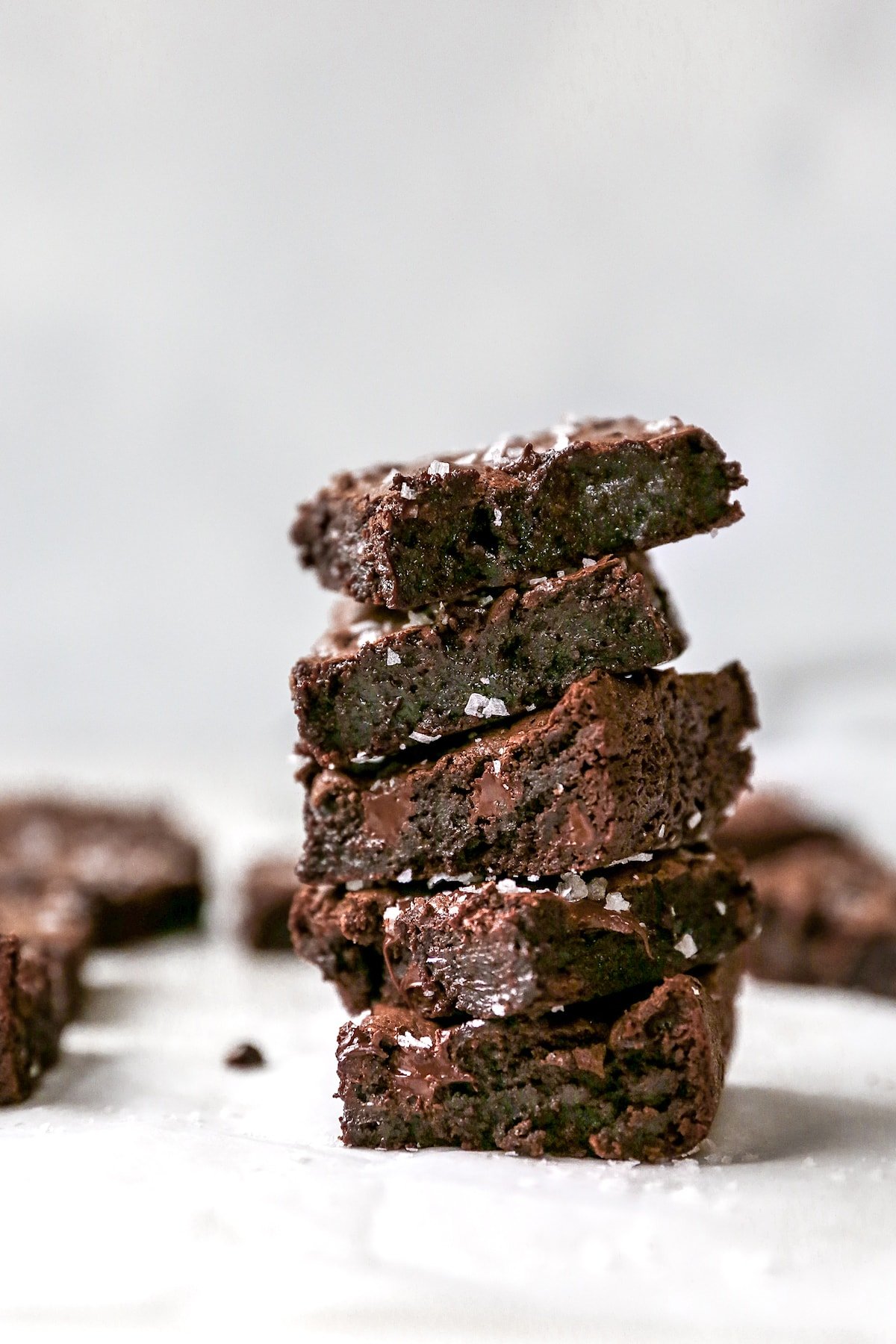 stack of gluten free brownies. 