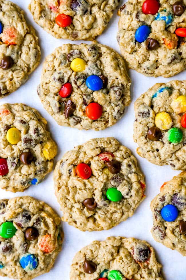 Monster Cookies with with chocolate chips & M&M's.