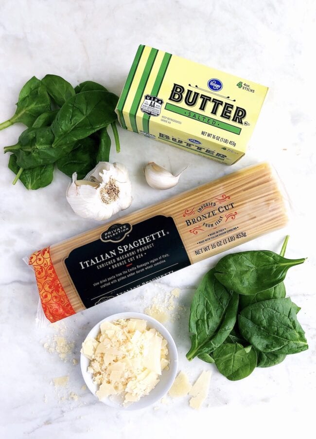 Spinach Parmesan Pasta Ingredients