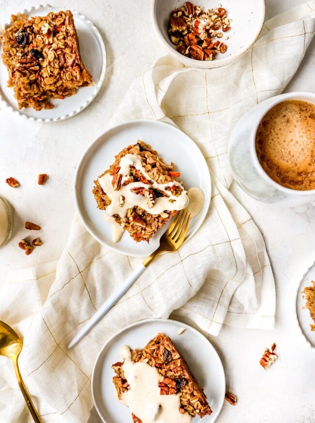 Carrot Cake Baked Oatmeal on plates