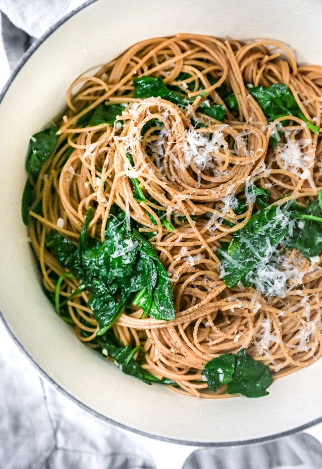 5 Ingredient Spinach Parmesan Pasta