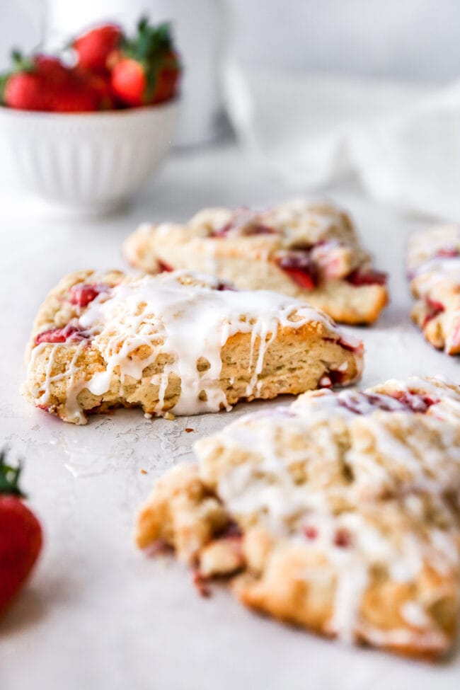 Strawberry Scones with vanilla glaze