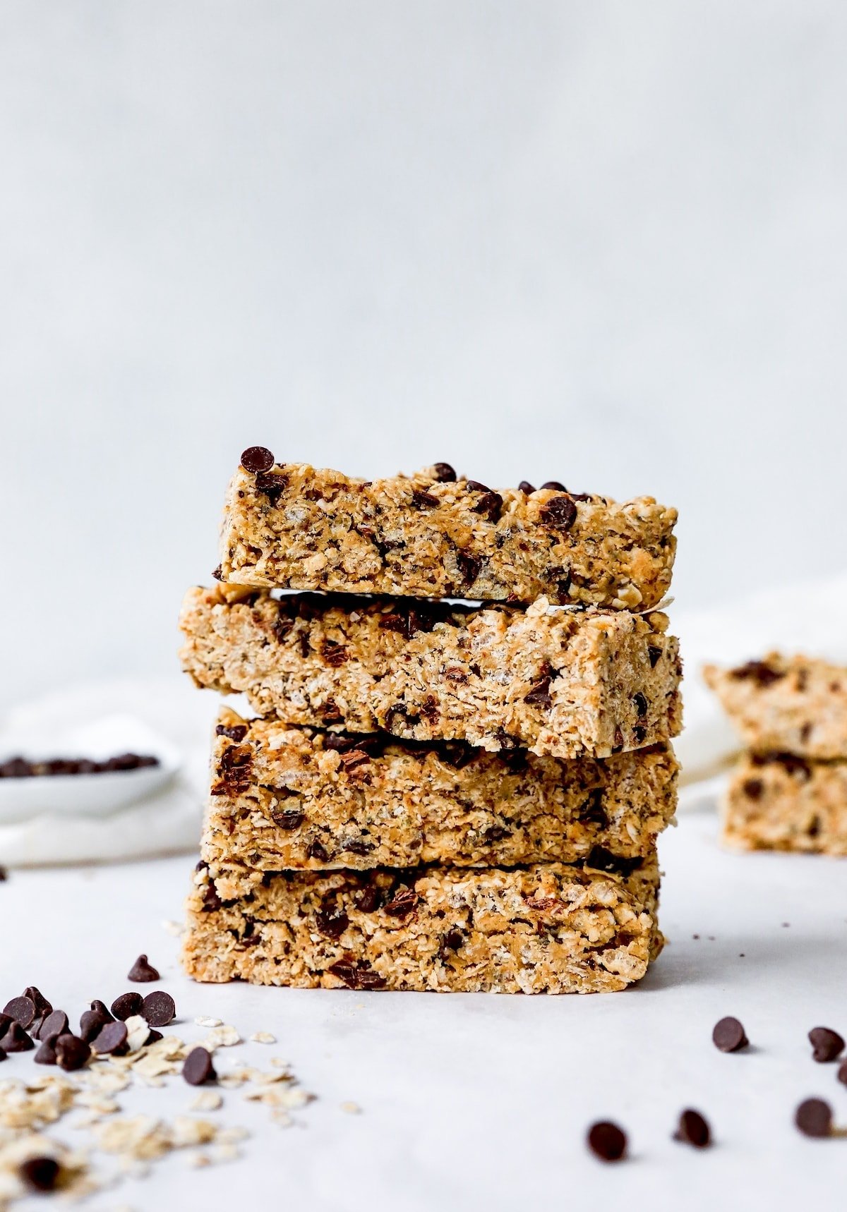 stack of homemade granola bars. 